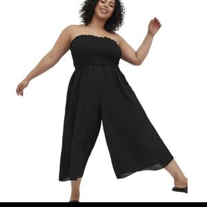 (B-) Torrid Crepe Midi Smocked Cover up Jumpsuit -swimwear